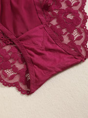 1 Set Elegant Erotic Lace Embroidery Breathable Fabric Lingeries : Push-Up Bra, Low Waist Sheer Panty - Ultimate Valentine's Day