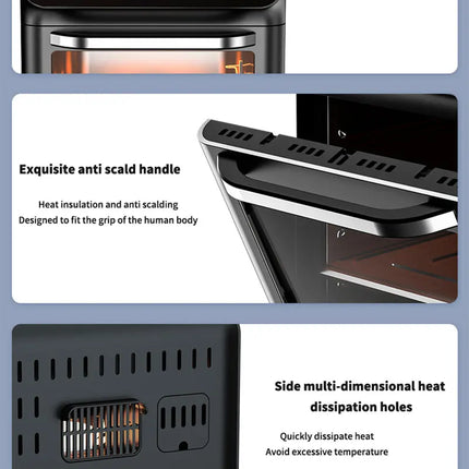 Electric Hot Air Fryer, 12L Large Capacity, 90% Less Oil, Convection Oven Deep Fryer, 360°Baking Viewable Window, Home Appliance