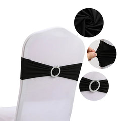 10pcs High-end Hotel Wedding Decoration Butterfly Knot Backrest Flower Spandex Chair Ribbon Chair Cover Elastic Strap