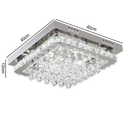 KOMORE Modern Fancy Crystal LED Flush Mount Ceiling Light Fixture, Cool White / Stepless Dimming for Office, Living Room