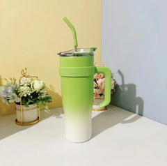New Insulated Cup Bingba Cup 304 Stainless Steel Water Cup for Girls with Straw Large Capacity 1.2L