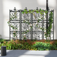 Thick Metal Garden Trellis, Bird Leaf Grid Panel Fence, Climbing Planter Support Frame, 2pcs