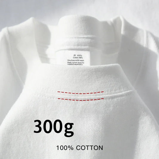 300g Cotton T Shirts Men Short Sleeved Heavyweight  Summer Round Neck Loose Breathable Shirt for Men Women Basic Tee