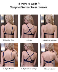 Push Up Bras Backless Women's Bra Low Cut Sexy Gather Brassiere Open Back Wedding Underwear Invisible Seamless Deep V Lingerie