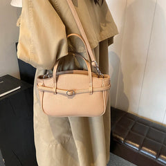 Brand Women's Bag Luxury Designer Handbag PU Buckle Design Top Handle Bag Large Capacity Stylish Satchel Solid Shoulder Bag 2025