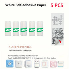Mini Printer Sticker Paper, Thermal Color Paper Rolls For Paperang P1 P6 A6 A8 and Mini Printer, 25X57mm Paperang For Note Photo