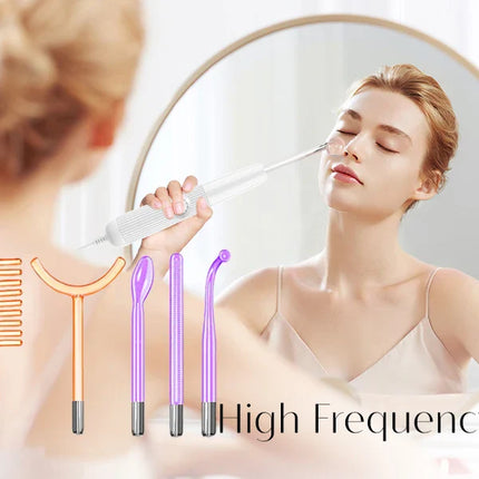 Darsonval New High Frequency Facial Machine Skin Therapy With 6 Neon & Argon Wands Remove Wrinkles Acne Facial Therapy Wand