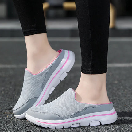 2024 Summer new breathable mesh shoes outdoor non-slip walking shoes comfortable sandals men half slippers casual loafers 35-48