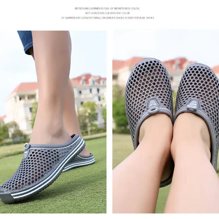 YRZL Men Summer Shoes Sandals Men's Holes Sandals Hollow Breathable Flip Flops Clogs Shoes Fashion Beach Slippers Big Size 45