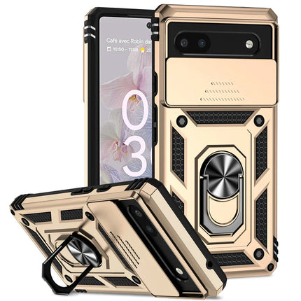Slide Camera Protect Cover For Google Pixel 6 7 8 Pro Pixel8 Magnetic RIng Holder Shockproof Armor Phone Case For Pixel 6A 7A 8A