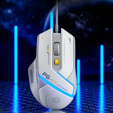 Inphic Pg1 Wired Mouse Gaming Mouse RGB Light Emitting   Macro Programming 12800DPI  6 Keys Computer Mouse For Office Home