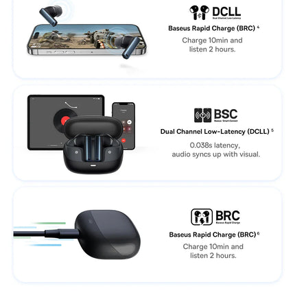 Baseus Bowie M2s ANC Earphone Bluetooth 5.3 Hybrid -48dB Noise Cancellation Wireless Headphone Support 3D Spatial Audio Earbuds