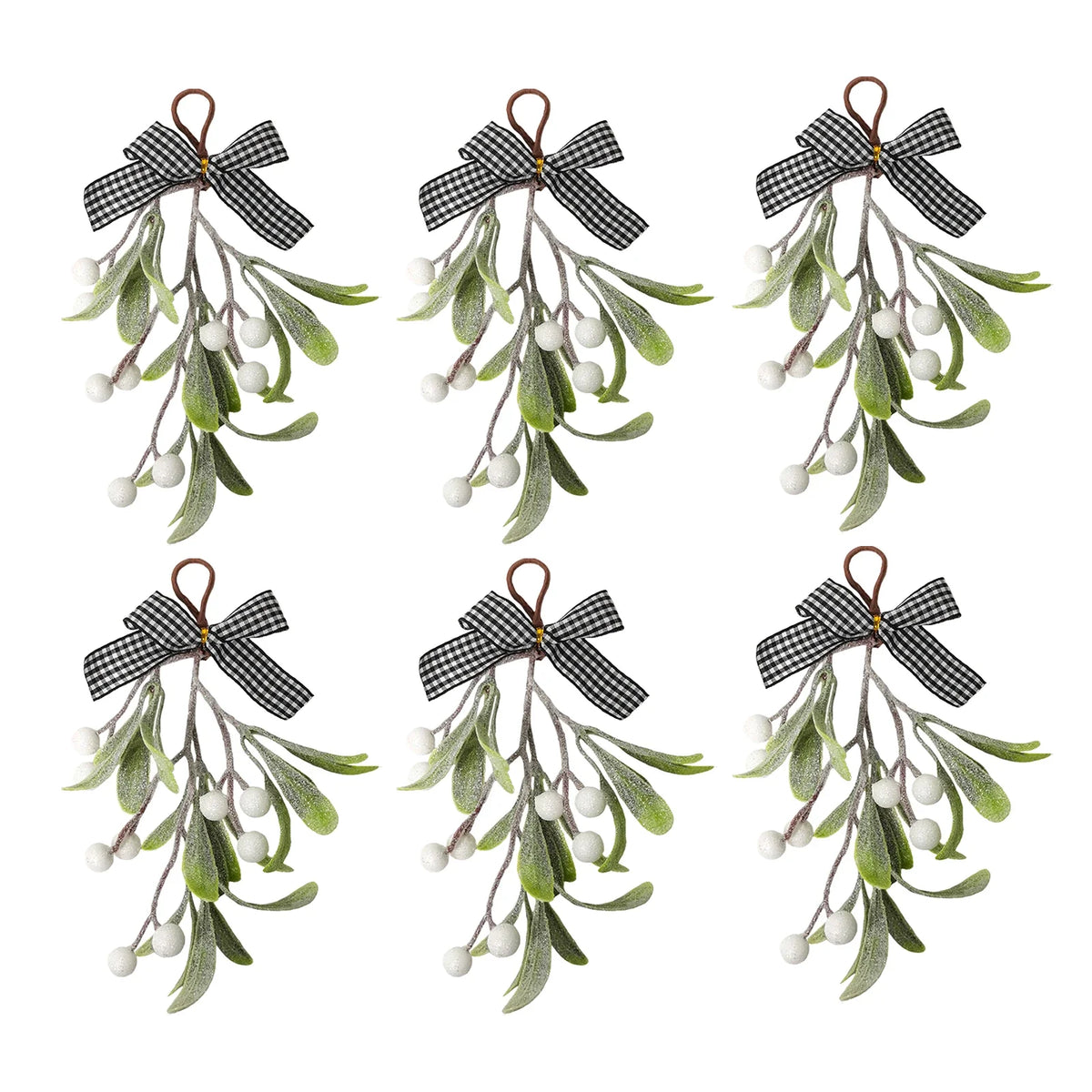 6pcs artificial Christmas Mistletoe hanging ornament Artificial green plant home decoration berry hanging ornament