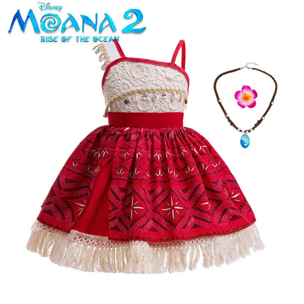 Cute Moana 2 Princess Dress Hollow out Boice Girls Disneyland Trip Vaiana Cosplay Costume Toddler Carnival Birthday Party Frock