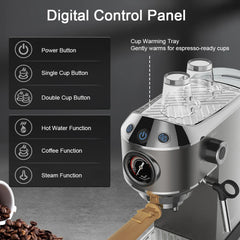 BioloMix 20 Bar Semi Automatic Powder Coffee Machine,with Milk Steam Frother Wand, for Espresso, Cappuccino, Latte and Mocha