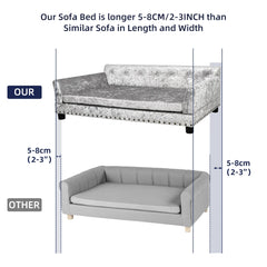 Dutch Velvet Upholstered Pet Lounge Chair, Dog Bed, Sofa, Couch Bed, Solid Wood Legs, Detachable Pad, Pet Supplies, L, XXL