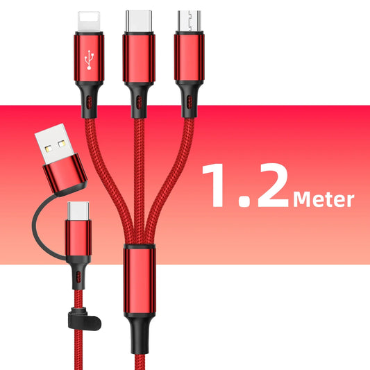 3 In 1 Fast Charging Cord For iPhone Huawei Micro USB Type C Charger Cable 1.2m Multi Usb Port Multiple Usb Charging Cord