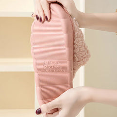 Eyriphy New Fashion Cotton Slippers For Women Winter Warm House Shoes Curly Faux Cotton Bedroom Slides Non-Slips Comfort Slipper