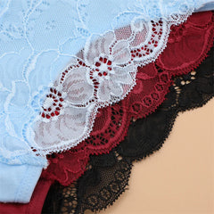 3PC/Set Women Sexy Lace Panties Low Rise Hollow Out Briefs Floral Transparent Underwear for Feamale Elastic Straps Soft Lingerie