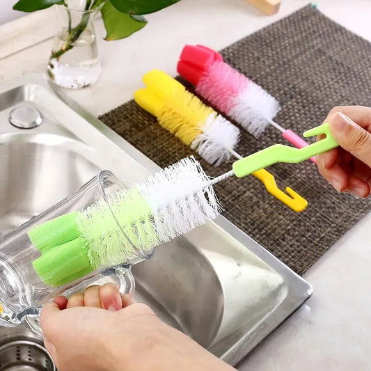 Baby Bottle Brush Multi-Purpose Long Handle Fine Hair Sponge Cleaning Brush Household Dishwashing Cup Washing Cleaning Tools