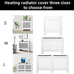 BRIEFNESS Radiator cover Wooden wall-mounted White painted MDF cupboard heater cover Modern heating cover Barbecue cabinet shelf