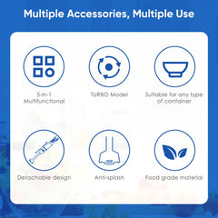 BioloMix 5 in 1 Immersion Hand Blender,1500W Blender with 304 Stainless Steel Blade,Food Processor,Smoothies Puree Baby Food