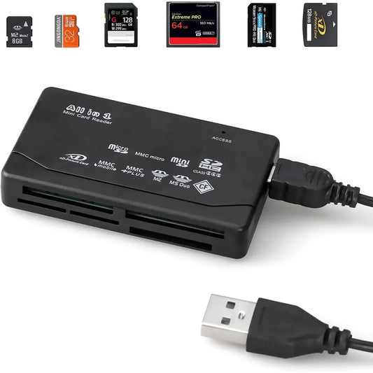All In One Memory Card Reader USB External Cardreader SD SDHC Mini Micro M2 MMC XD CF Reader  For MP3, Digital Camera