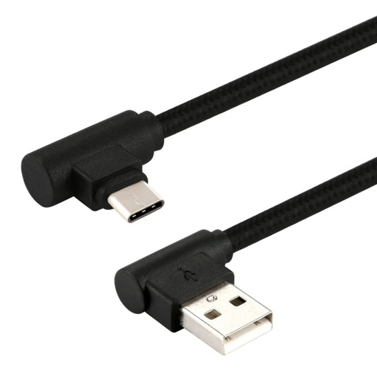 1m USB to USB-C / Type-C Nylon Weave Style Double Elbow Charging Cable, 1m Type-C