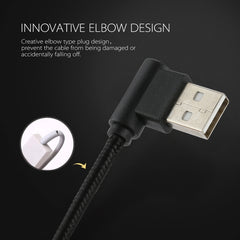 1m USB to USB-C / Type-C Nylon Weave Style Double Elbow Charging Cable, 1m Type-C