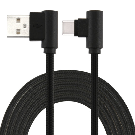 1m USB to USB-C / Type-C Nylon Weave Style Double Elbow Charging Cable, 1m Type-C