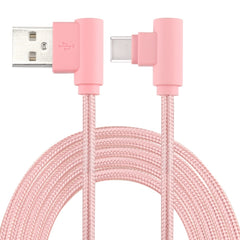 1m USB to USB-C / Type-C Nylon Weave Style Double Elbow Charging Cable, 1m Type-C