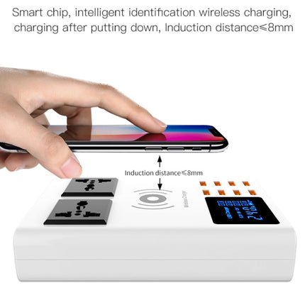 YC-CDA10W 10W Multi Port USB Intelligent Digital Display Fast Charging Wireless Charger, UK Plug, SAS1048A, SAS1048B, SAS1048C