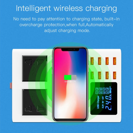 YC-CDA10W 10W Multi Port USB Intelligent Digital Display Fast Charging Wireless Charger, UK Plug, SAS1048A, SAS1048B, SAS1048C