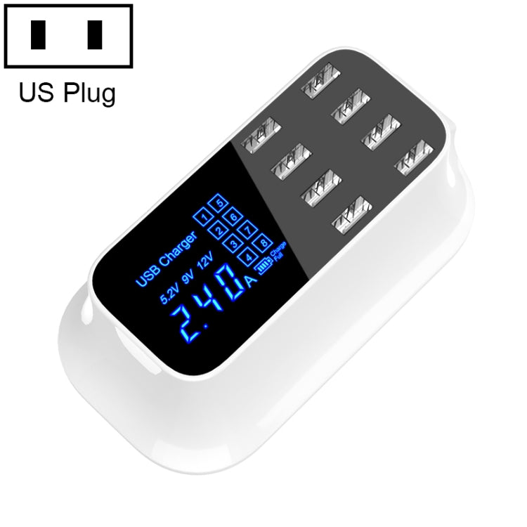 YC-CDA19A 8-port USB Multi-function 40W Intelligent Digital Display Fast Charging Dock, UK Plug, SAS1049A, SAS1049B, SAS1049C