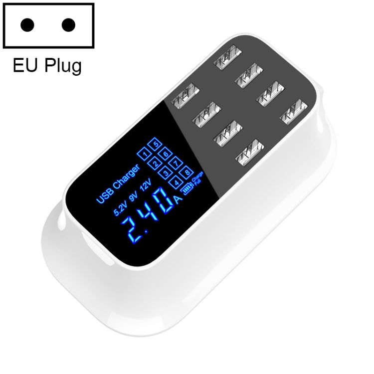 YC-CDA19A 8-port USB Multi-function 40W Intelligent Digital Display Fast Charging Dock, UK Plug, SAS1049A, SAS1049B, SAS1049C