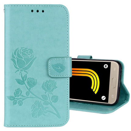 For Galaxy J3 (2017) / J330 (EU Version) Roses Pressed Flower Pattern Horizontal Flip Leather Case with Holder & Card Slots & Wallet, For Samsung Galaxy J3 (2017) / J330 (EU Version)