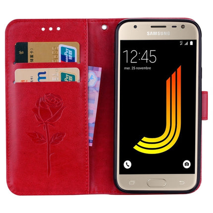 For Galaxy J3 (2017) / J330 (EU Version) Roses Pressed Flower Pattern Horizontal Flip Leather Case with Holder & Card Slots & Wallet, For Samsung Galaxy J3 (2017) / J330 (EU Version), For Galaxy J3 (2017) / J330 (EU Version)