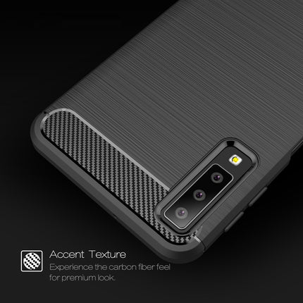 For Galaxy A7 (2018) / A750 Brushed Carbon Fiber Texture TPU Shockproof Anti-slip Soft Protective Back Cover Case