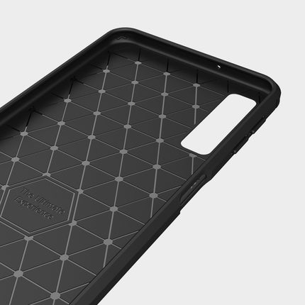 For Galaxy A7 (2018) / A750 Brushed Carbon Fiber Texture TPU Shockproof Anti-slip Soft Protective Back Cover Case