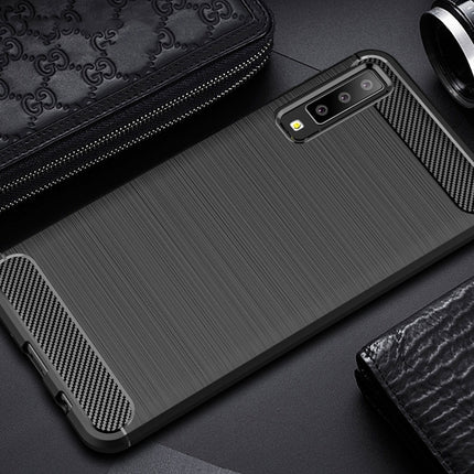For Galaxy A7 (2018) / A750 Brushed Carbon Fiber Texture TPU Shockproof Anti-slip Soft Protective Back Cover Case
