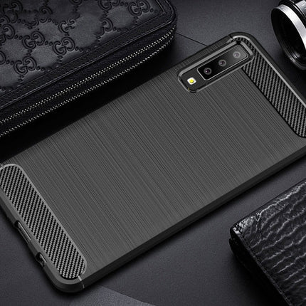For Galaxy A7 (2018) / A750 Brushed Carbon Fiber Texture TPU Shockproof Anti-slip Soft Protective Back Cover Case, For Galaxy A7 (2018)