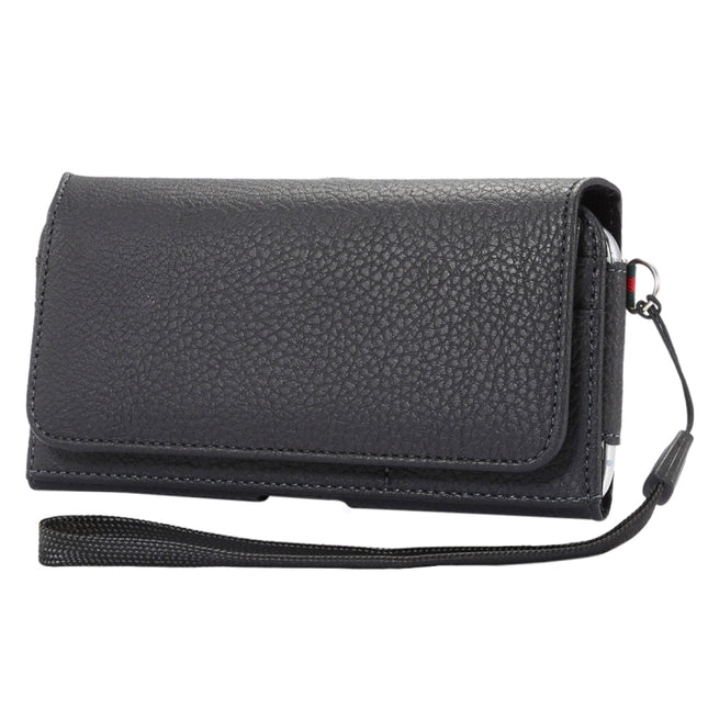 Universal Litchi Texture Vertical Flip Thwartwise PU Leather Case / Waist Bag with Back Splint & Card Slots & 15cm Lanyard for Galaxy S7 Edge & S7 & S6 Edge & S6, Huawei P9 & P9 Lite & P9 Plus & Sony Xperia Z5, Xiaomi Redmi 4, Size: 15.5 x 8 x 1.8 cm