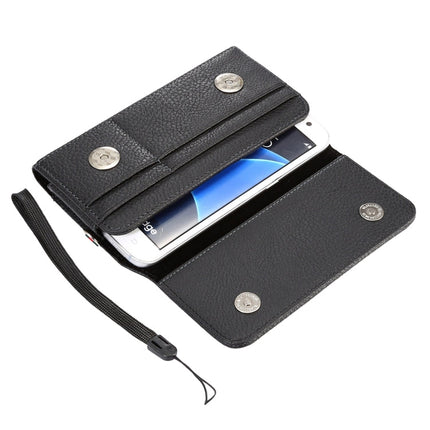 Universal Litchi Texture Vertical Flip Thwartwise PU Leather Case / Waist Bag with Back Splint & Card Slots & 15cm Lanyard for Galaxy S7 Edge & S7 & S6 Edge & S6, Huawei P9 & P9 Lite & P9 Plus & Sony Xperia Z5, Xiaomi Redmi 4, Size: 15.5 x 8 x 1.8 cm