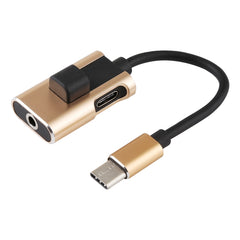 J-053 3A USB-C / Type-C to USB-C / Type-C 3.5mm Jack Charge Audio Adapter Cable, Gold, Red, Silver