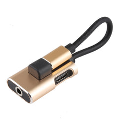 J-053 3A USB-C / Type-C to USB-C / Type-C 3.5mm Jack Charge Audio Adapter Cable, Gold, Red, Silver