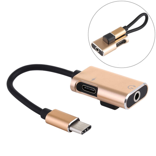 J-053 3A USB-C / Type-C to USB-C / Type-C 3.5mm Jack Charge Audio Adapter Cable, Gold, Red, Silver