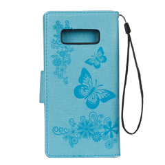 For Galaxy Note 8 Pressed Flowers Butterfly Pattern Horizontal Flip Leather Case with Holder & Card Slots & Wallet & Lanyard, For Galaxy Note 8