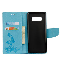 For Galaxy Note 8 Pressed Flowers Butterfly Pattern Horizontal Flip Leather Case with Holder & Card Slots & Wallet & Lanyard, For Galaxy Note 8