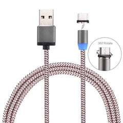 360 Degree Rotation 1m Weave Style USB-C / Type-C to USB 2.0 Strong Magnetic Charger Cable with LED Indicator