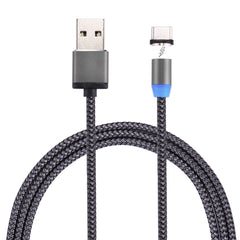 360 Degree Rotation 1m Weave Style USB-C / Type-C to USB 2.0 Strong Magnetic Charger Cable with LED Indicator